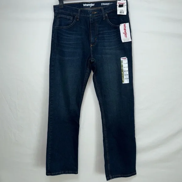 Wrangler men's jeans 32x33 . Dark wash, blue, straight fit, cotton, 5 pocket - Picture 4 of 9